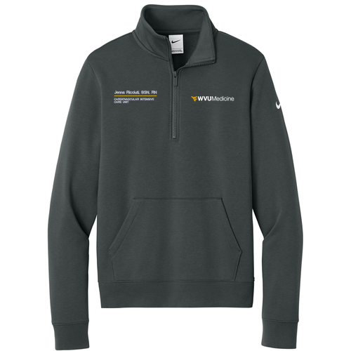 Nike Ladies Club Fleece Sleeve Swoosh 1/2 Zip -- Anthracite