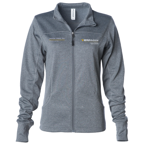 Embroidered Independent Trading Co. Women's Poly-Tech Full-Zip Track Jacket -- Gunmetal Heather