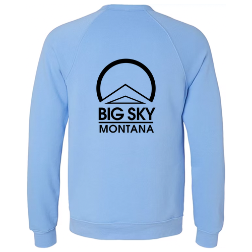 Big Sky Montana Logo 2 Black Ink -- Crewneck Sweatshirt Carolina Blue