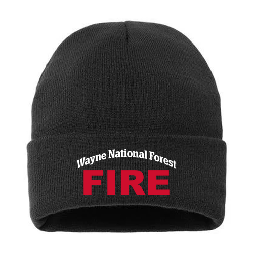 Sportsman Sherpa Lined 12 Cuffed Beanie -- Black -- Embroidered