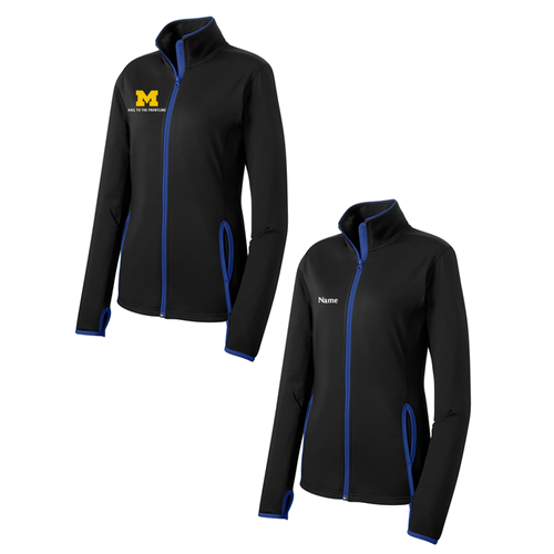 Ladies Sport-Tek Sport Wick Stretch Contrast Full Zip Jacket -- Black / True Royal
