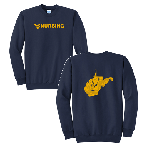 Topographic Map Port and Company Classic Crewneck Sweatshirt -- Navy
