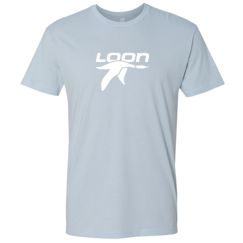 Loon Logo 1 White Ink -- Short Sleeve Light Blue