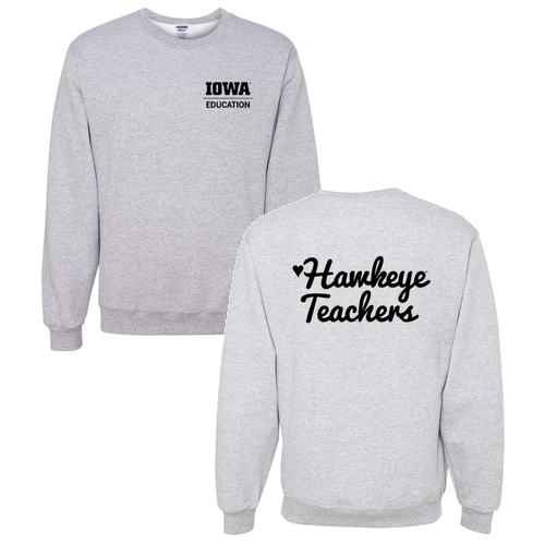 Hawkeye Teacher Jerzees 8 Oz., 50/50 Nublend Fleece Crew -- Ash