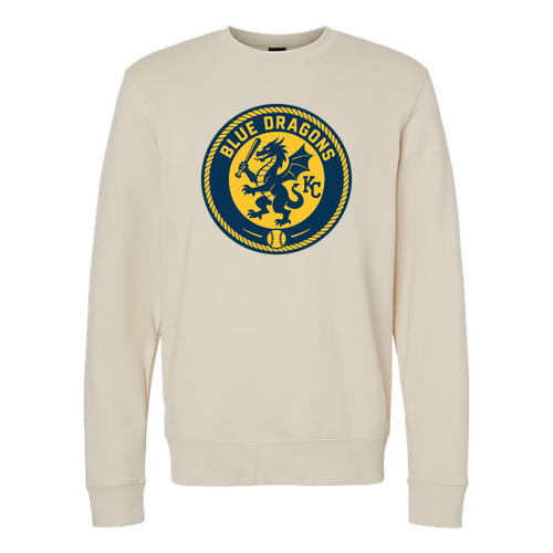 Adult Blue Dragons Baseball Seal Fleece Crew -- Oyster
