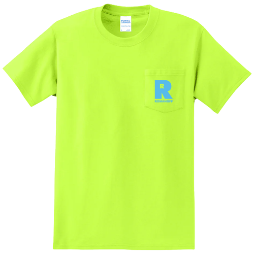 Port and Company Pocket T-Shirt -- Safety Green -- Romanoff
