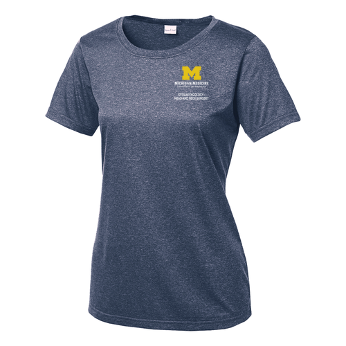 Ladies Sport Tek Heather Contender Scoop Neck Tee -- True Navy Heather