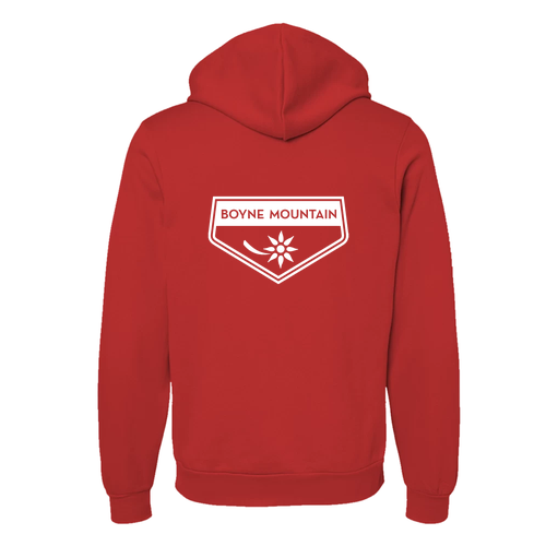 Boyne Mountain Logo 2 White Ink -- Pullover Hooded Sweatshirt Red
