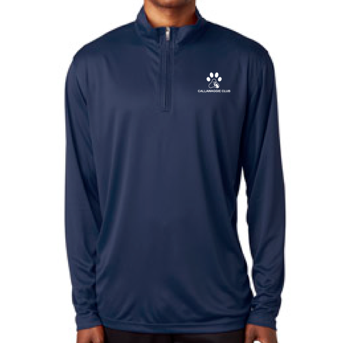 UltraClub Mens Cool and Dry Sport Performance Interlock Quarter-Zip Pullover -- Navy