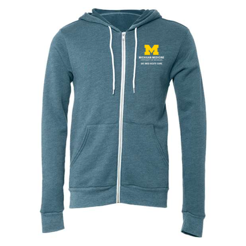 Mens/Unisex Bella Canvas Full-Zip Hooded Sweatshirt -- Heather Deep Teal