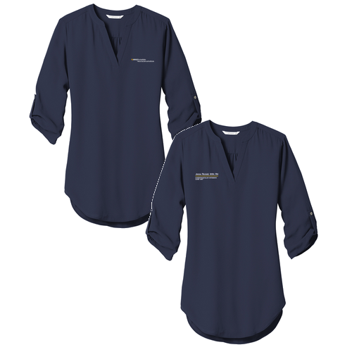 Port Authority Ladies 3/4-Sleeve Tunic Blouse -- True Navy