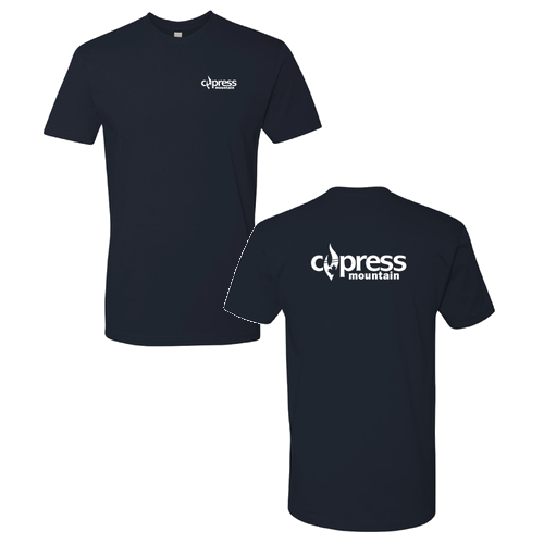 Cypress Mountain Logo 2 White Ink -- Short Sleeve Midnight Navy