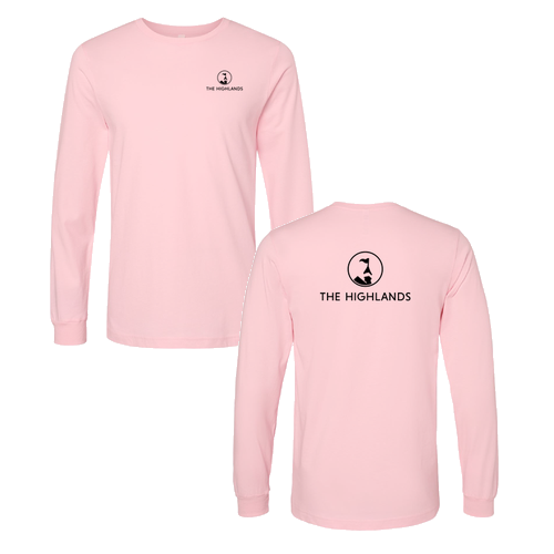 The Highlands Logo 2 Black Ink -- Jersey Long Sleeve Pink