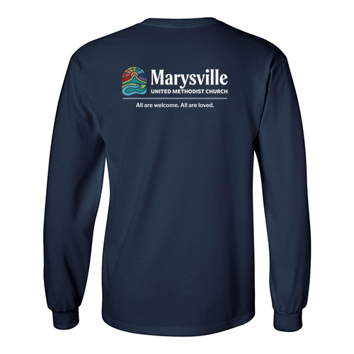 Gildan Ultra Cotton Longsleeve Basic T-Shirt Front & Back -- Navy