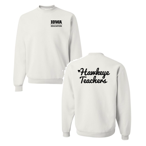 Hawkeye Teachers Jerzees 8 Oz., 50/50 Nublend Fleece Crew -- White