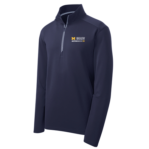 Unisex Sport Wick Textured Quarter Zip Pullover -- True Navy