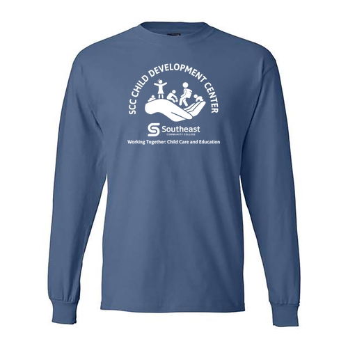 Hanes Beefy T Longsleeve T-Shirt -- Denim Blue