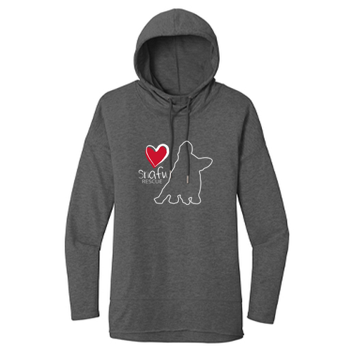 District Womens Featherweight French Terry Hoodie T- Shirt -- Washed Coal