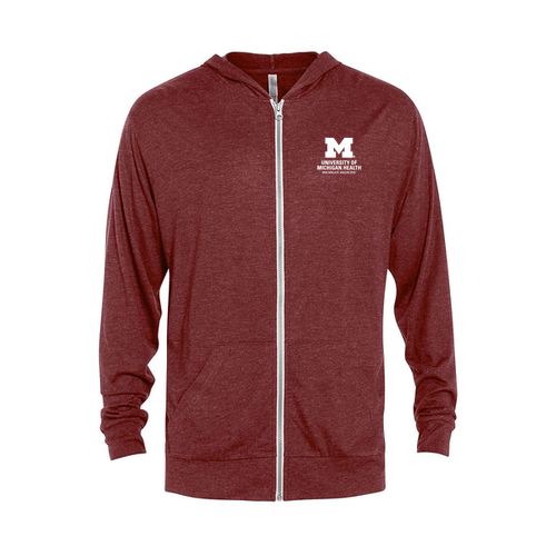 Mens/Unisex Delta Platinum Triblend Full Zip Hoodie -- Maroon Heather