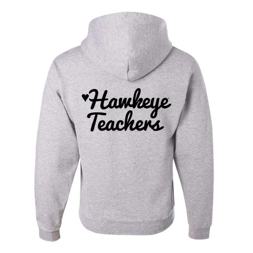 Hawkeye Teacher Jerzees 8 oz 50/50 Nublend Adult Hooded Sweatshirt -- Ash