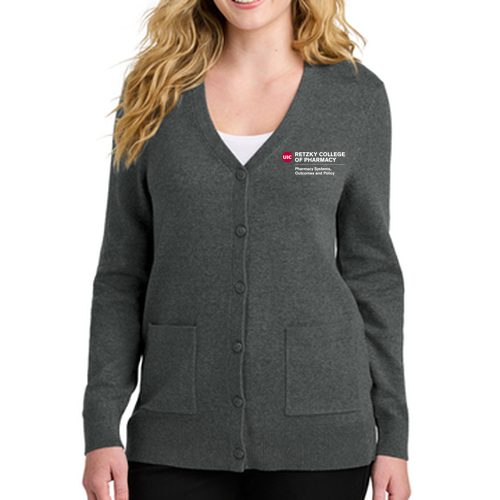 Port Authority® Women’s Easy Care Button-Up Cardigan -- Charcoal Heather