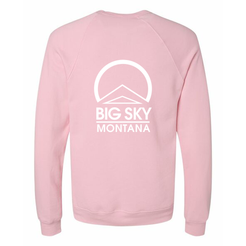 Big Sky Montana Logo 2 White Ink -- Crewneck Sweatshirt Pink