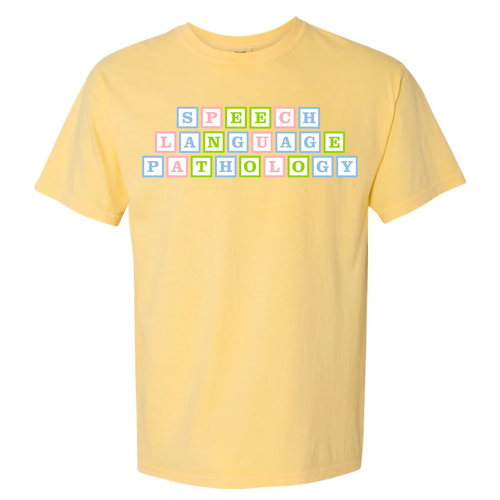 Letter Blocks: Comfort Colors Heavyweight Adult T-Shirt -- Butter