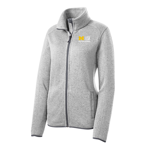 Ladies Port Authority Sweater Fleece Jacket -- Grey Heather