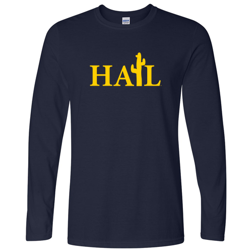 Gildan Softstyle Fitted Longsleeve T Shirt -- Navy, Hail