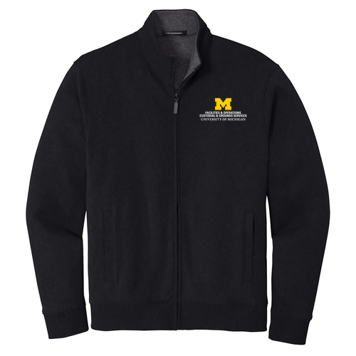 Port Authority Interlock Full-Zip -- Deep Black / Charcoal Heather, $52