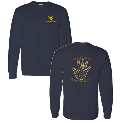 Hand Design Gildan Heavy Cotton Long Sleeve Basic T-Shirt -- Navy