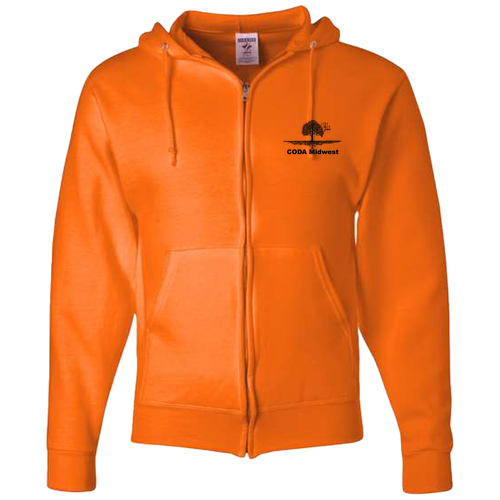 Mens/Unisex Jerzees Full Zip Hooded Sweatshirt -- Safety Orange