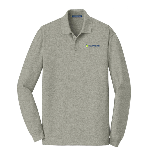 Port Authority Cotton Long Sleeve Polo -- Oxford Heather