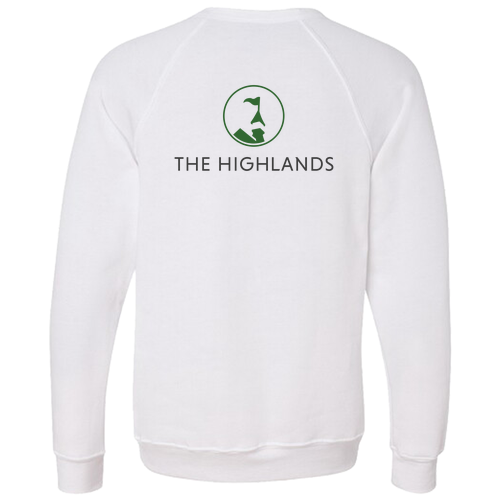 The Highlands Logo 2 Green Ink --  Raglan Sweatshirt White