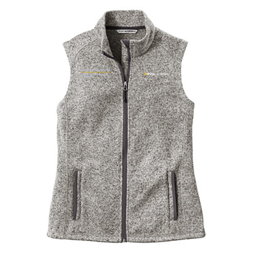 Embroidered Port Authority Ladies Sweater Fleece Vest -- Grey Heather