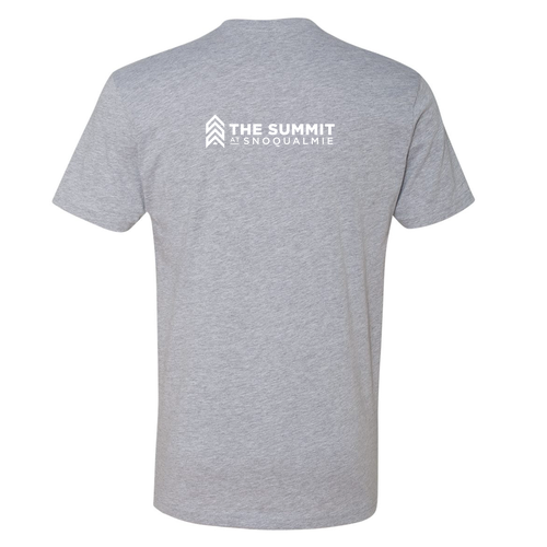 The Summit at Snoqualmie Logo 2 White Ink -- Short Sleeve Heather Grey