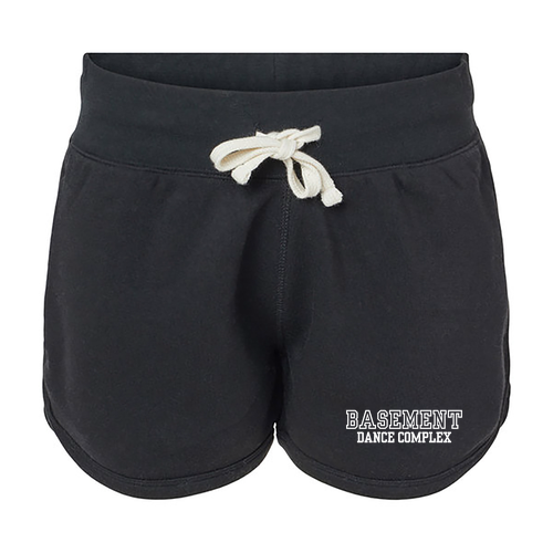 J America Ladies Triblend Fleece Short -- Black Solid