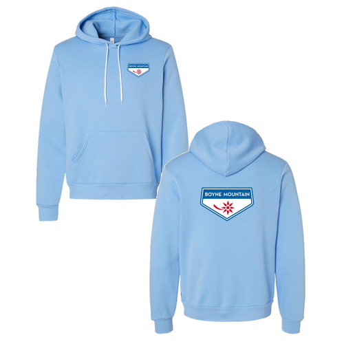 Boyne Mountain Logo 2 Full Color -- Pullover hooded Sweatshirt Carolina Blue