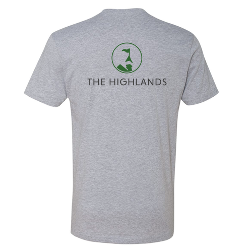 The Highlands Logo 2 Green Ink -- Short Sleeve Heather Grey