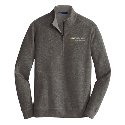 Port Authority Interlock 1/4-Zip -- Charcoal Heather / Medium Heather Grey