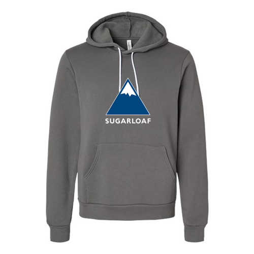 Sugarloaf Logo 1 Blue and White Ink -- Pullover Hooded Sweatshirt Asphalt