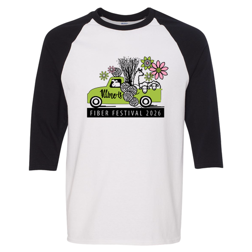 Gildan Heavy Cotton Adult 3/4 Sleeve Raglan Tee -- White/ Black