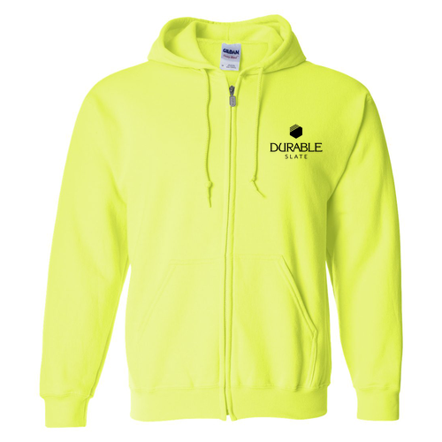 Gildan Full Zip Hooded Sweatshirt -- Safety Green