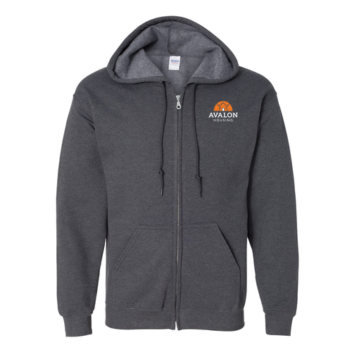 Gildan Full Zip Hooded Sweatshirt -- Dark Heather