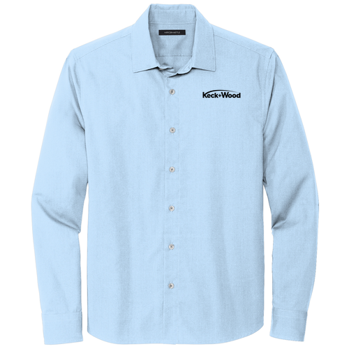 Men's/Unisex Mercer+Mettle Long Sleeve Stretch Woven Shirt -- Air Blue End On End