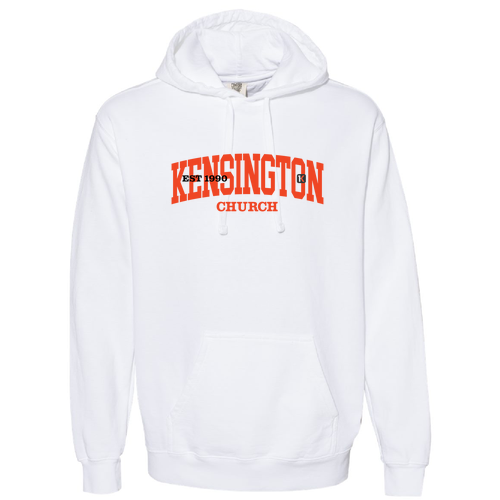 KENSINGTON EST 1990 Comfort Colors Garment-Dyed Hoodie -- White