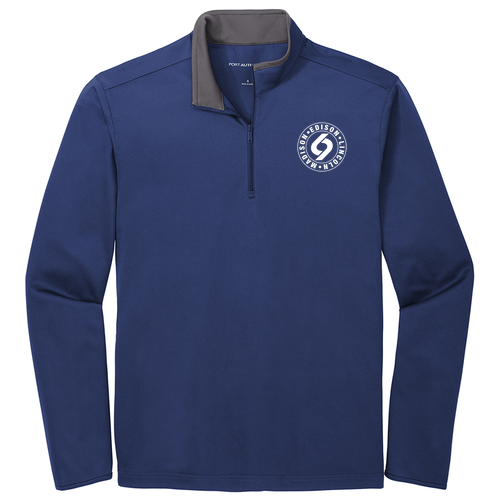 Port Authority Silk Touch Performance 1 / 4-Zip -- Royal / Steel Grey
