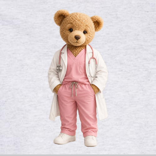 Printed Dr Bear Port and Company Classic Crewneck Sweatshirt -- Ash
