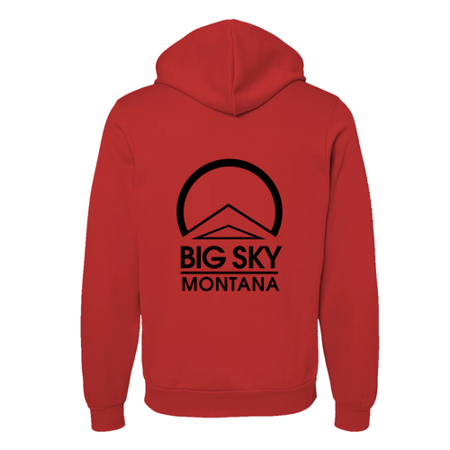 Big Sky Montana Logo 2 Black Ink -- Pullover Hooded Sweatshirt Red