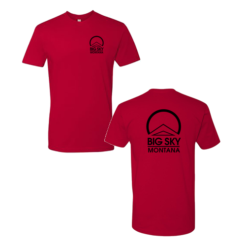 Unisex Next Level Fitted Short Sleeve Tee -- Red Left Chest black Ink